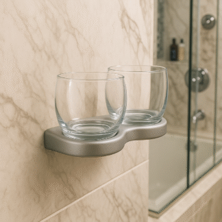 Dietsche “Metaline” Dubbele Wandbekerhouder – Chroom met 2 Glazen