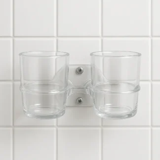 Metaline Dubbele Wandbekerhouder – Chroom met 2 Glazen