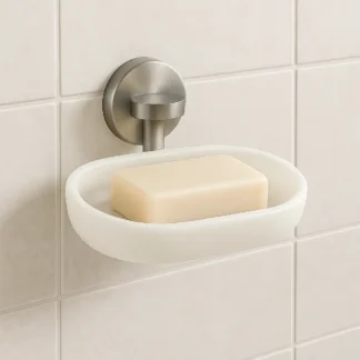 Zeepbakje met Wandhouder – Acryl & Chroom – Groot Model