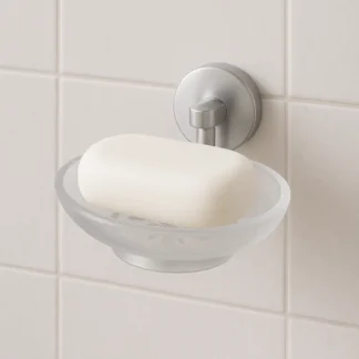 Zeepbakje met Acryl Schaaltje – Chroom Wandhouder