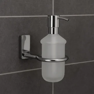 Aloa Grote Zeepdispenser – Wandmodel Chroom/Mat Glas (XL)