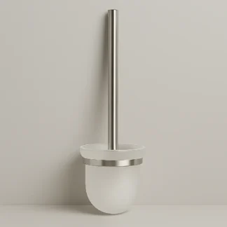 Toiletborstelhouder – Klein Wandmodel – Chroom & Wit