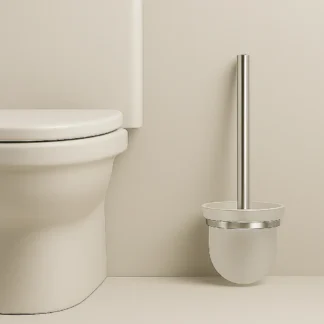 Toiletborstelhouder – Groot Wandmodel – Chroom & Wit